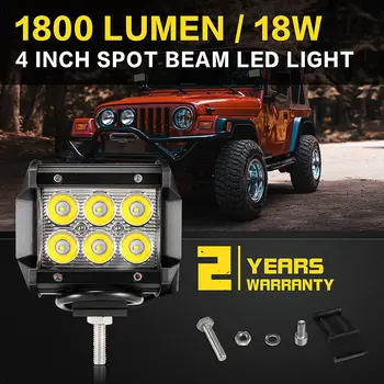 

NOVSIGHT 2PCS Spot Led Light Bar 4 Inch 18W LED Work Light Bar Combo Offroad Driving Light Lamp for Truck 12V for Boat