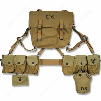 

WW2 WWII US ARMY SOLDIER M36 HAVERSACK BAR BELT CANTEEN FIRST AID SET COMBINATION MILITARY EQUIPMENT COLLECTION WAR REENACTMENTS