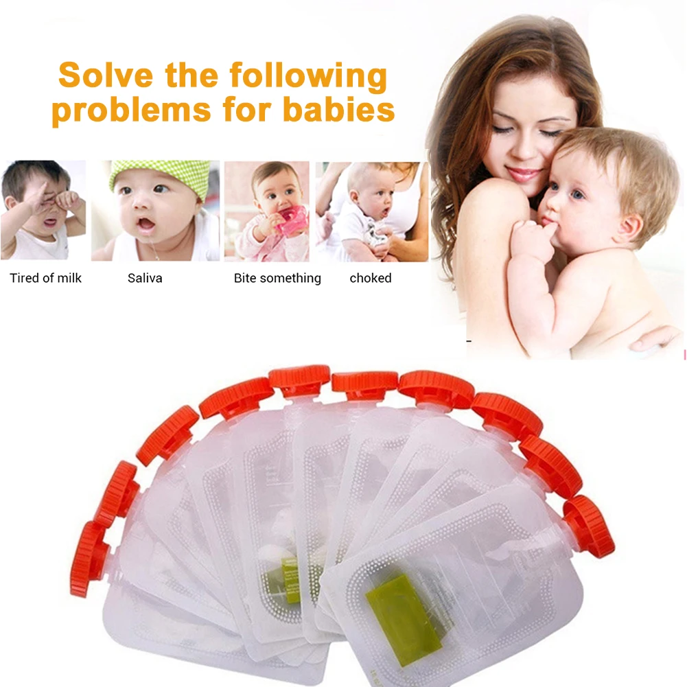 Baby Food Storage Containers Food Pouch 10pcs Puree Squeeze Feeding Baby Food Storage Bag Disposable Newborn Accessories Fruit Juice Small Non-toxic Portable Container