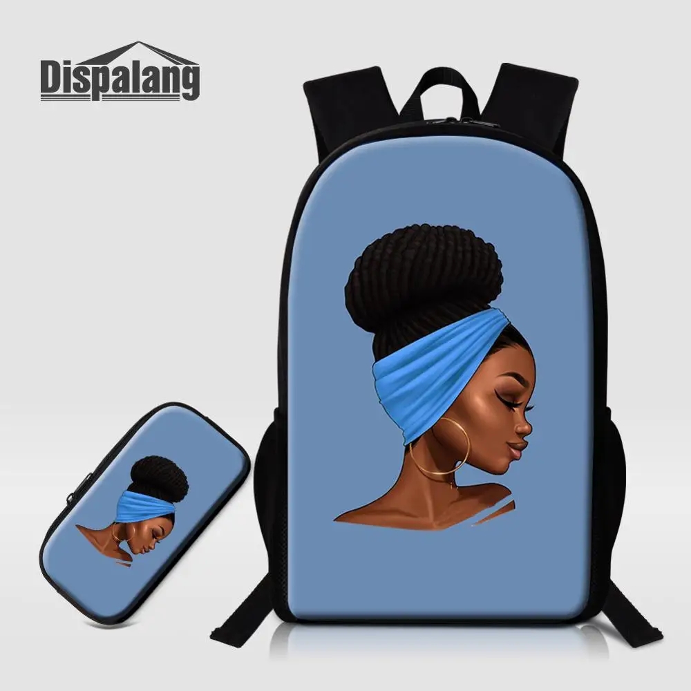 2 PCS Set09 Dispalang на заказ африканская девочка Печать школьный рюкзак с карандашом чехол 2 шт. набор Школьный рюкзак для начальной школы женский рюкзак - Цвет: 2 PCS Set09