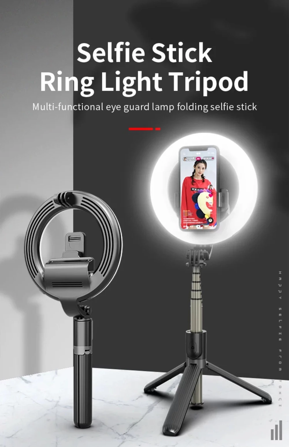 selfie stick ring light tripod
