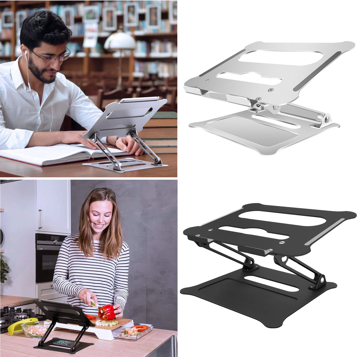 

Besegad Foldable Laptop Stand Adjustable Cooling Support Bracket Base Mount Holder for Apple MacBook Universal Laptops Holder