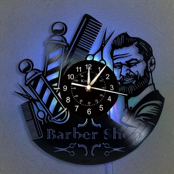 

Barber Shop Vinyl Record Wall Clock | Home Decor Bedroom Living Room Salon 12-Inch LED Wall Clock | Unique Gifts for Friends.