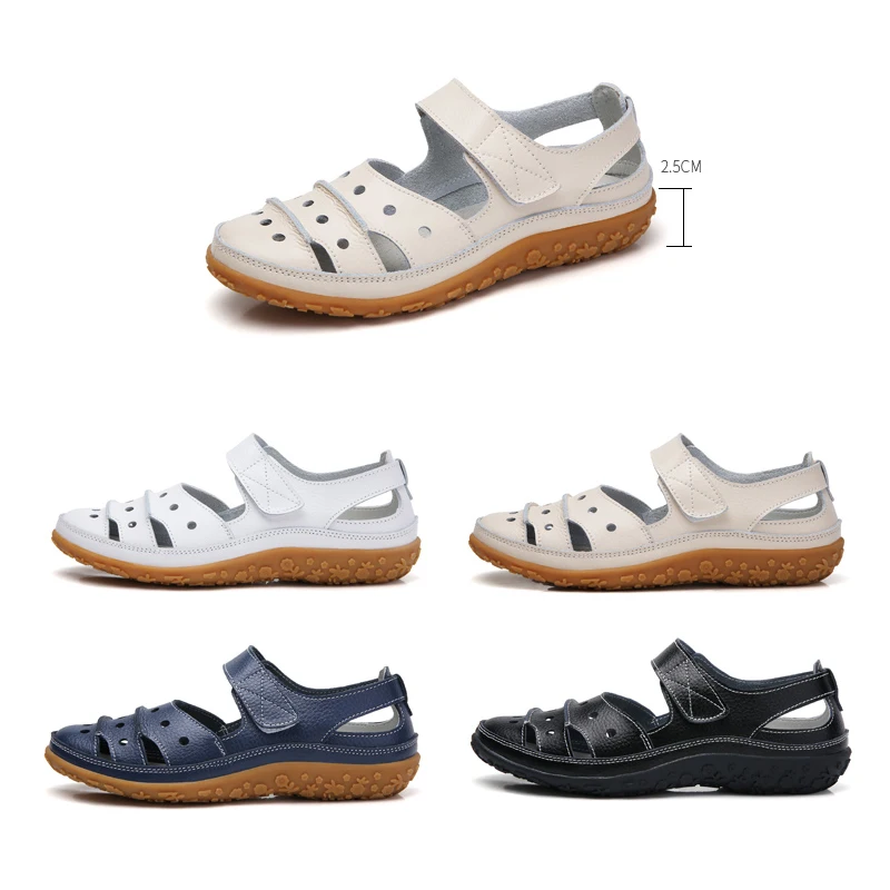 Summer Women Gladiator Sandals Ladies Hollow Casual Comfortable Soft Leather Skin Genuine Leather Flat Beach Sandals women sandals,women flats,comfortable sandals