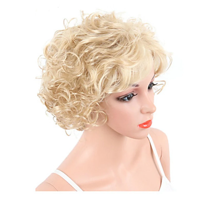 HAIRJOY  Synthetic Hair Women Blonde Short Curly  Wigs Free Shipping