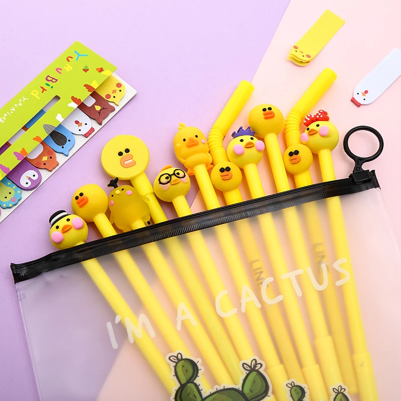 12 шт. Kawaii Корейская Радужная Фламинго гелевая ручка с единорогом Kawai креативный Альпака панда стационарная вещь школьные канцелярские принадлежности