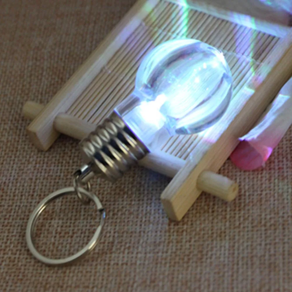 1pcs Creative Colorful Changing LED Flashlight Light Mini Bulb Lamp Key Chain Ring Keychain Clear Lamp Torch Keyring Wholesale