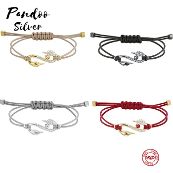 

Fashion Charm Pure 925 Silver Original 1:1 Copy, Elegant Temperament Swan Adjustable Wild Bracelet Female Luxury Jewelry Gifts