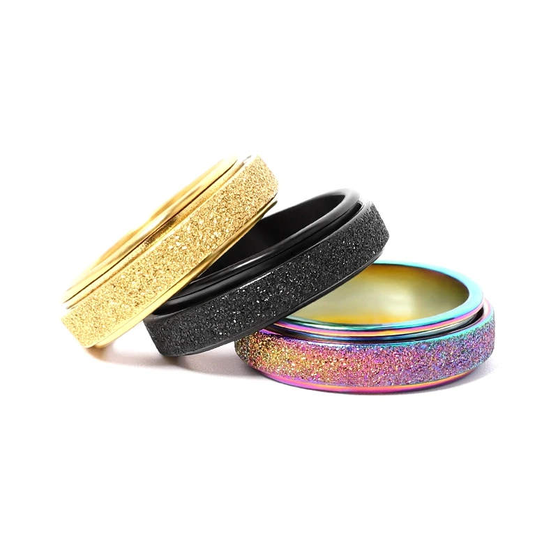 

MIXMAX 50pcs Stainless Steel Rings For Women Fashion Jewelry Mens Spinner Ring Mixed Colors Wholesale Lots Size 17-21mm