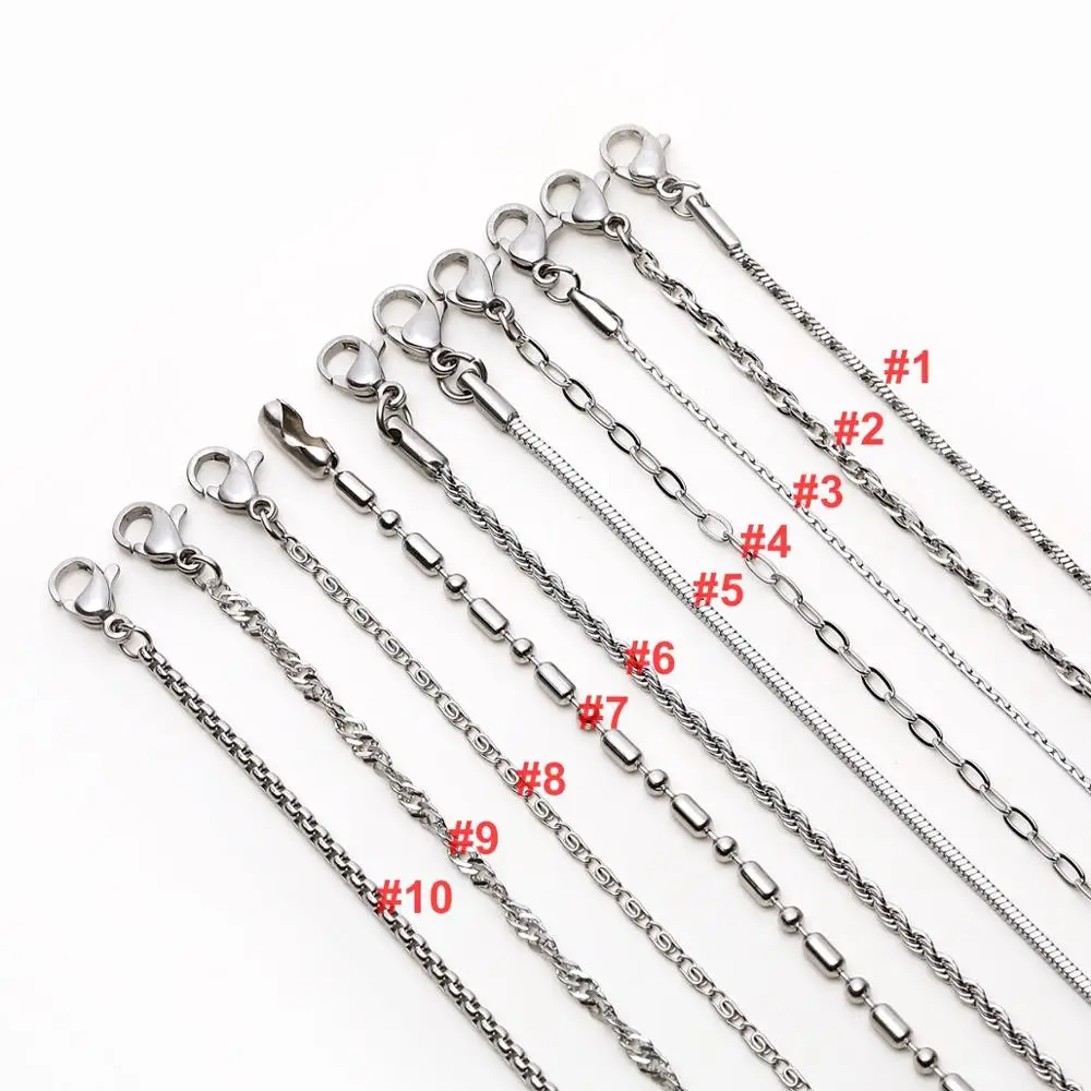 Chain Necklaces For Women Unisex Stainless Steel Silver Rolo Wheat Box Snake Beads Chains Mens Necklace Classic 18-24inch 22883