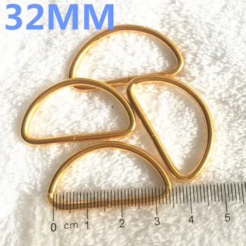 

50pcs 32mm 1.25''IN Metal Gold Plated D shaped Buckle Non-Welded Dee Rings Webbing Strapping Bags Garment Accessories Buckle