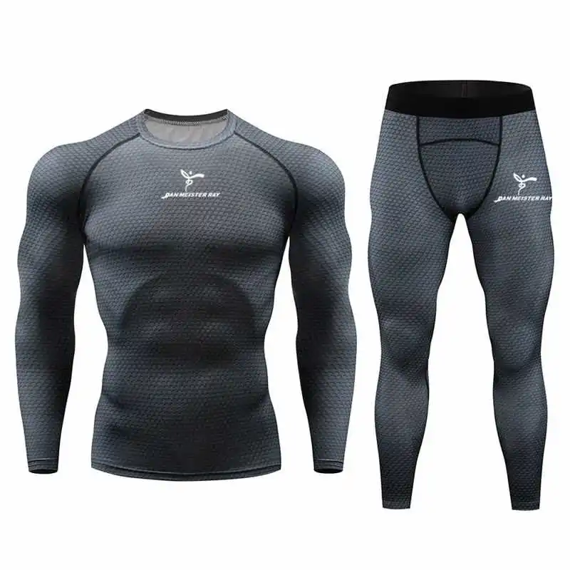 Quick Dry men's running sets brand 2 piece tracksuit men set Gym T-shirt + compression pants stretch breathable Clothing Quick Dry men's running sets brand 2 piece tracksuit men set Gym T-shirt + compression pants stretch breathable Clothing