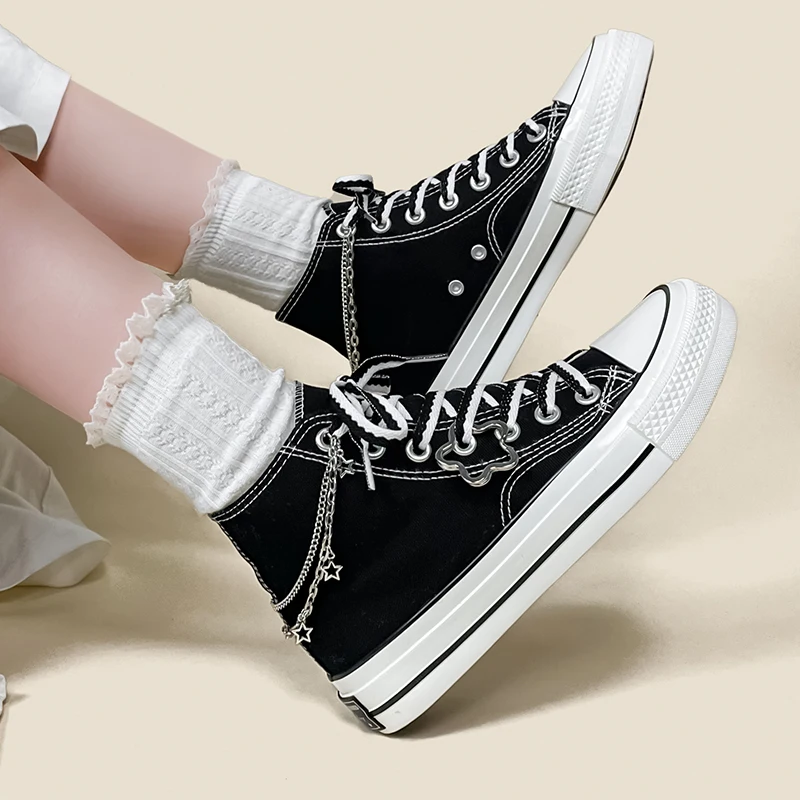 Amy and Michael New Original Designers Women Sneakers Fashion High Top Casual Flat Canvas Shoes Students Vulcanize Plimsolls 2