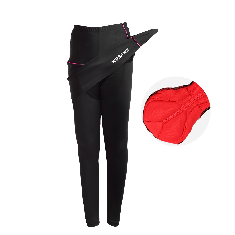 WOSAWE, гелевые мягкие женские велосипедные шорты, нижнее белье, юбка для спорта на открытом воздухе, юбка для горного велосипеда, велосипедная юбка, шорты для спуска - Цвет: Black Pants