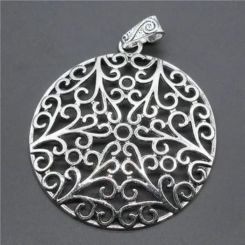 

1pcs Large Hollow Carved Pendant Bohemia Pendant Round Flower Round Big Carved Flower Charm 66x73mm