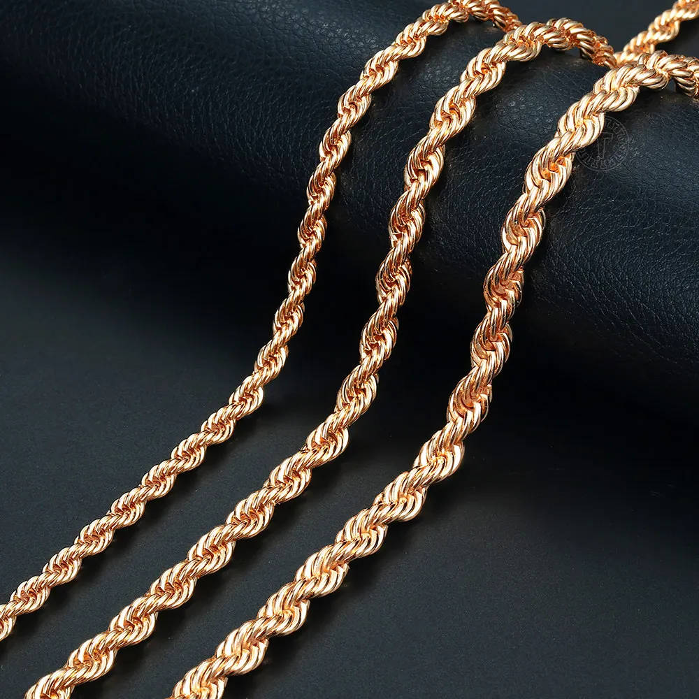 Rose Gold Necklace 585 Women Men's 50/60cm Foxtail Curb Weaving