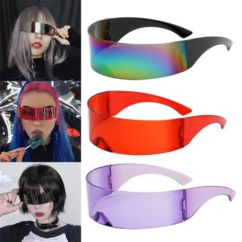 

Party Glasses Visor Wrap Shield Large Mirror Sunglasses Riding Windproof Glasses Fashion Personality Glasses