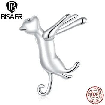 

BISAER Cute Cat 925 Sterling Silver Clear CZ Forever Animal Earrings Cute Stud Earrings for Women Fashion Earrings 2020 ECE967