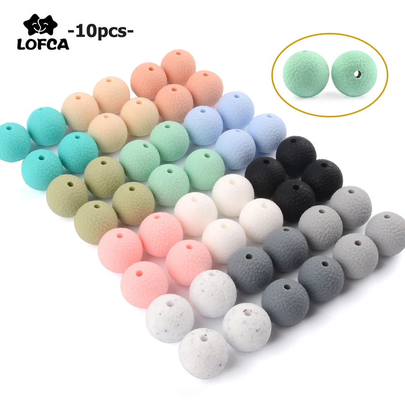 LOFCA 10 개/몫 15mm 실리콘 가죽 보이는 구슬 실리콘 Leatherette..
