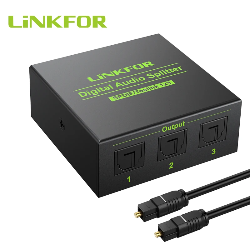 LiNKFOR 3 сторонний алюминиевый сплав Spdif Toslink оптический цифровой аудио сплиттер 1x3 1