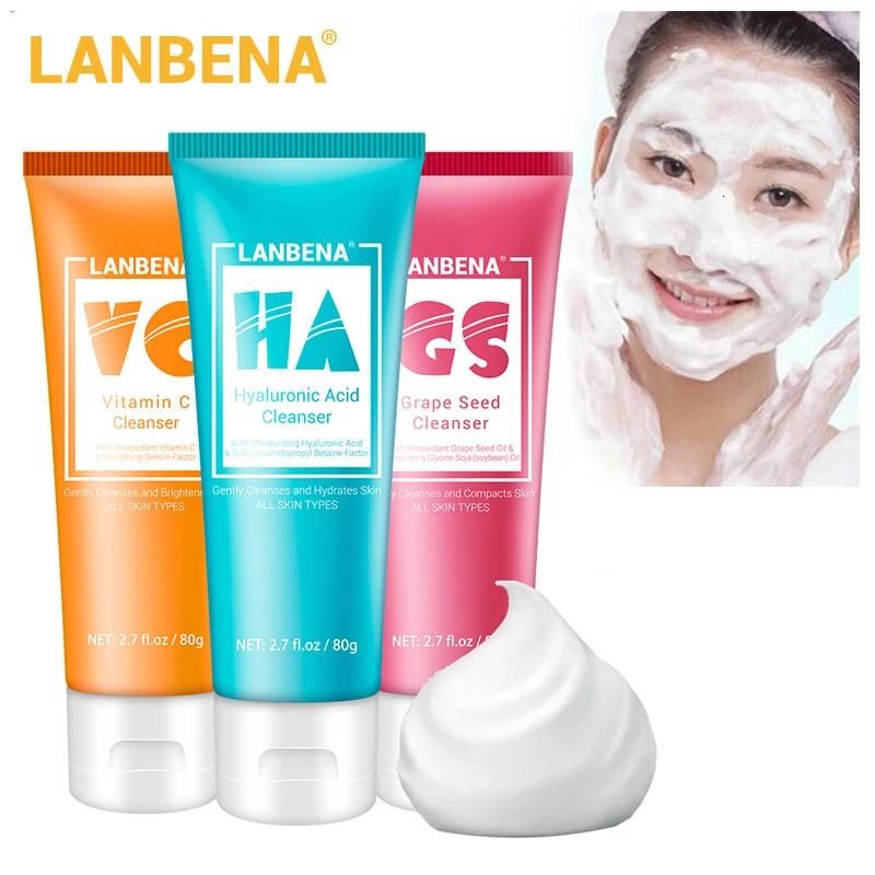 

LANBENA Facial Cleanser Whitening Face Wash Foam Shrink Pore Face Cleansing Deep Cleansing Oil Control Moisturizing Facial Care