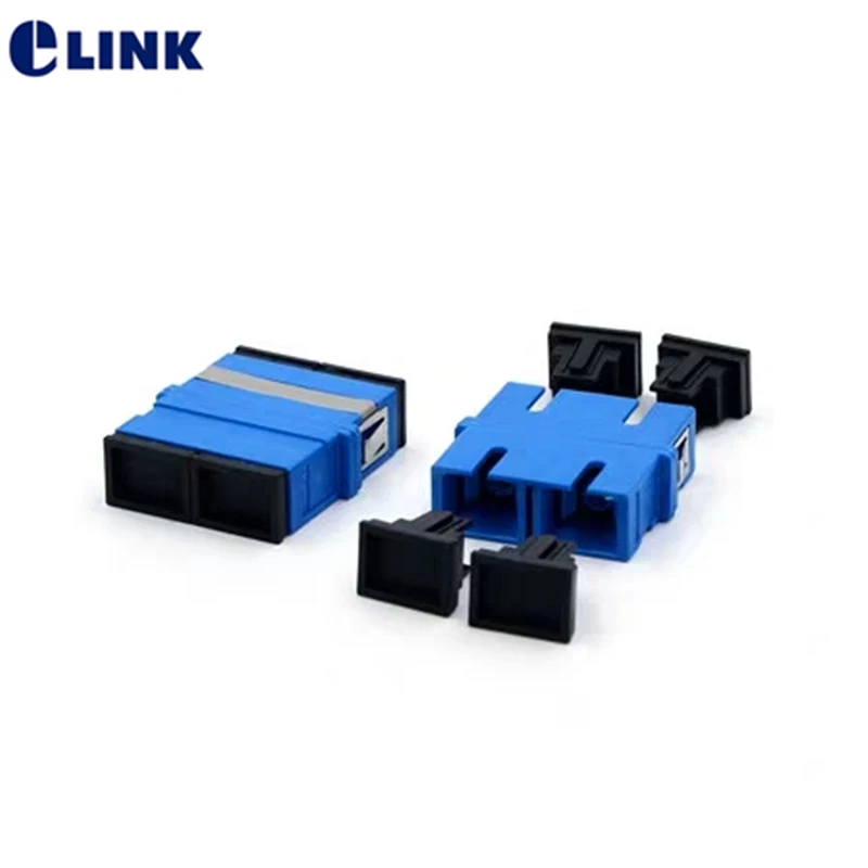 

100pcs SC UPC duplex adapter no flange Single-mode blue ftth coupler SC-SC UPC dual fiber optic adapter OS2 flangeless IL<0.2dB
