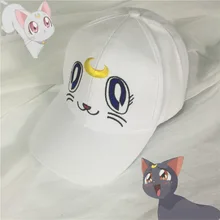 Аниме девушка шляпа воина Сейлор Мун Бейсбол Хип-хоп Повседневная Кепка белая милая маленькая девочка крышка солнце шляпа кошка шаблон Косплей