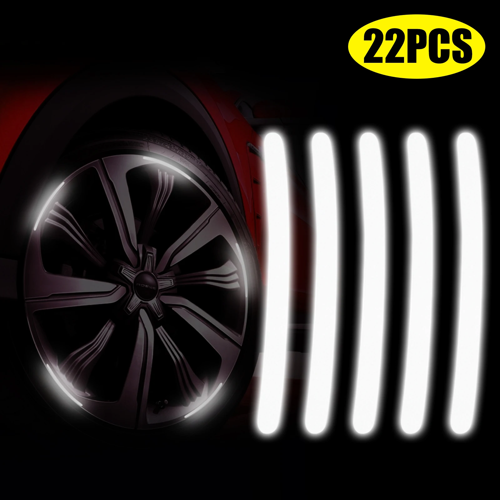 

22Pcs Reflective Wheel Hub Stickers Luminous Stripe Car Tire Rim Sticker Decals for Car Vehicle Motorcycles bicycles