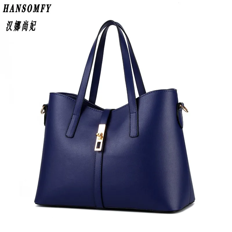 Женские сумки из натуральной кожи пункт прилива MS женская сумка большая сумка простая сумка через плечо сумка-мессенджер - Цвет: Синий