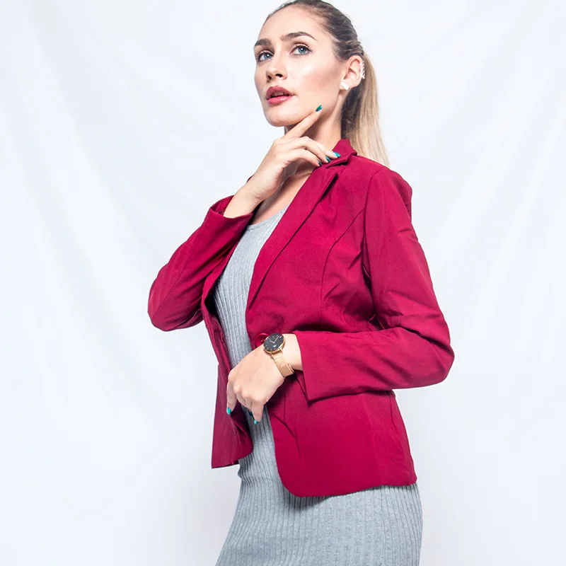 

Europe And America Ins2018 Slim Fit Suit Jacket Long Sleeve Solid Color Fashion Leisure Suit Women's a Generation of Fat
