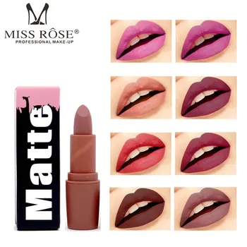 

MISS ROSE 1 Pcs Matte Lipstick Long Lasting Waterproof Nude Lipsticks Sexy Lips Makeup Cosmetics for Women Natural Soft Lipstick