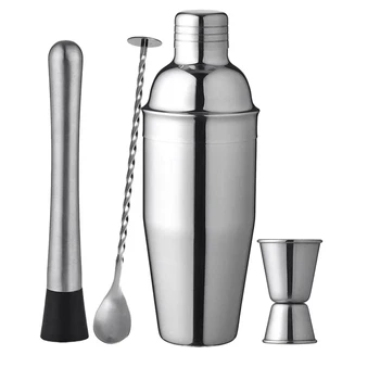 

Cocktail Shaker Set , 24 Oz Stainless Steel Drink Shaker with Built-In Strainer, Cocktail Muddler, Mixing Spoon, and Measuring D