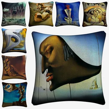 

Salvador Dali Dream Surreal Artwork Decorative Cotton Linen Cushion Cover 45x45cm For Sofa Chair Pillow Case Home Decor Almofada