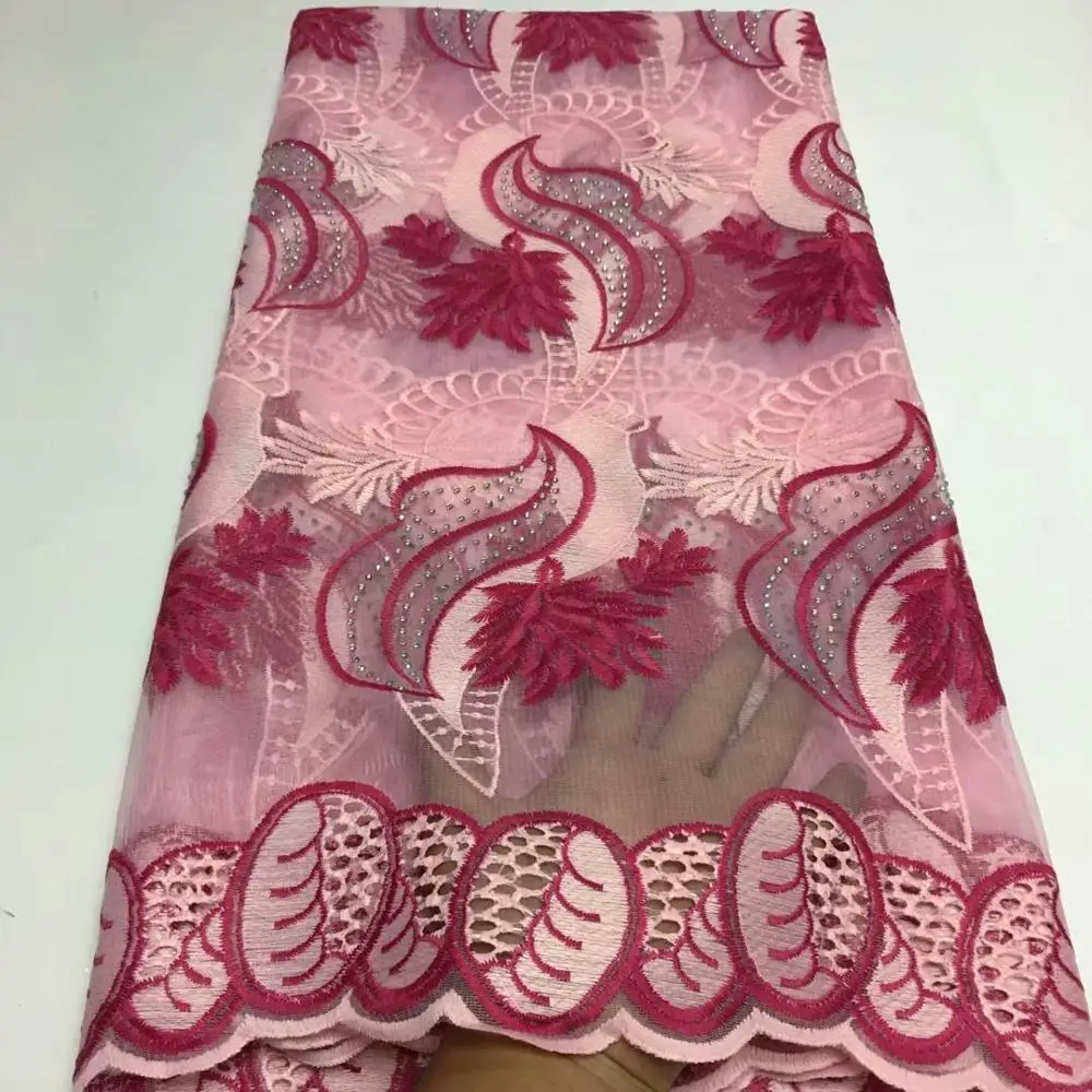 Детская розовая африканская кружевная ткань французская кружевная ткань с вышивкой нигерийский французский Тюль кружевная ткань с камнями для свадьбы
