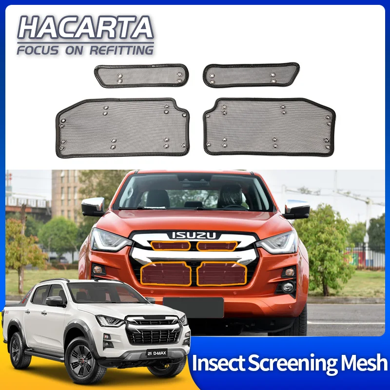 Car Exterior Accessories Car Grill Mesh Fit For D-MAX Stainless Front Grille Insert Net Insect Screening Mesh Cover Trim Car Accessories