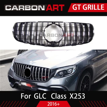 

ben z GLC X253 Front Racing Mesh Grill for MB X253 GLC200 GLC250 GLC300 GlC450 Sport Version Silver 2017+