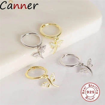 

1Pair Cute Dragonfly Parrot Hoop S925 Sliver Earrings With Pendant Gold Silver Color Lovely Fashion Earrings Jewelry