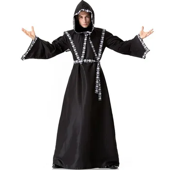 

Halloween Costumes Adult Mens Gothic Wizard Costume European Religious Men Priest Uniform Fancy Cosplay Costume for Men