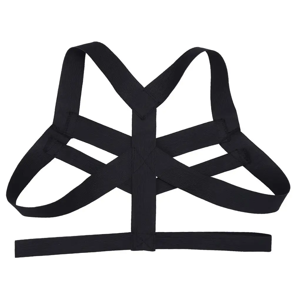 Men Black White Halter Neck Elastic Wide Straps Body Chest Harness Punk Male Bondage Costume Sexy Gay Club Rave Straps Crop Top