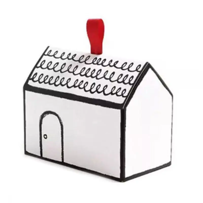 

20pcs Hand-painted Small House Paper Candy box cookies packaging box nougat baking packaging gift box with ribbon tag big