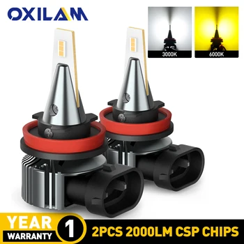 

OXILAM 2x Canbus H8 H11 LED Fog Light H9 H10 H16JP LED CSP Bulb 3000K Golden 6000K White Car Daytime Running Light DRL Auto Lamp