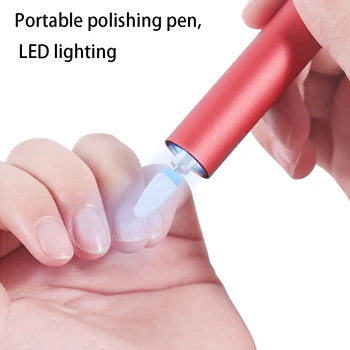 

4pcs Portable Nail Sander Pen Shape Sanding Polisher USB Grinding Head with Led Light 12000rpm,Black