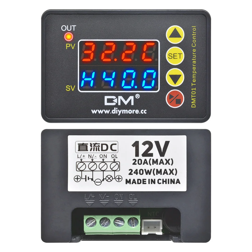 DC 12V AC 110V 220V DC 12V 24V светодиодный цифровой терморегулятор, термостат, термометр, терморегулятор, микрокомпьютер - Цвет: DC 12V