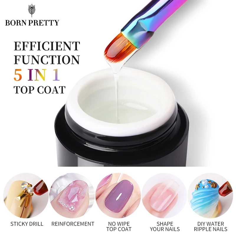 Верхнее покрытие BORN PRETTY 5 в 1 мл укрепляющий гель для клея Стразы ногтей УФ-гель