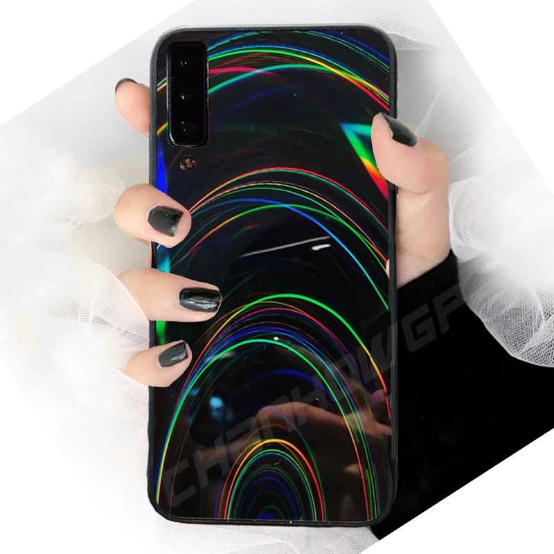 Радуга блестящий чехол с зеркалом для samsung Galaxy S8 S9 S10 A70 A50 A30 A10 J4 J6 J8 A7 A9 A6 Примечание 10 9 8 Plus Мягкий ТПУ чехол с мультипликационным рисунком