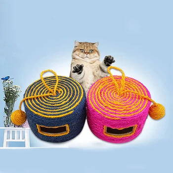 

Pet Cat Toy Sisal Roller Scratching Post Cat Grinding Claws Sound Toys Woven Drum Type Wear-resistant Scartching Barrel