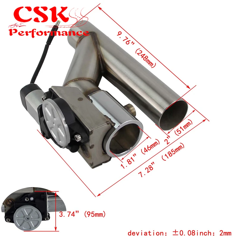 2" 51mm Dual Electric Exhaust Cutout Cutoff Downpipe Dump Bypass Valve