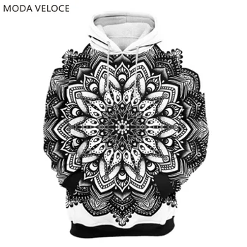 

MODAVELOCE Peace Hoodie Polyester With Wool Hoodies Mandala Anime's Men Hoodies Sweatshirts Winter