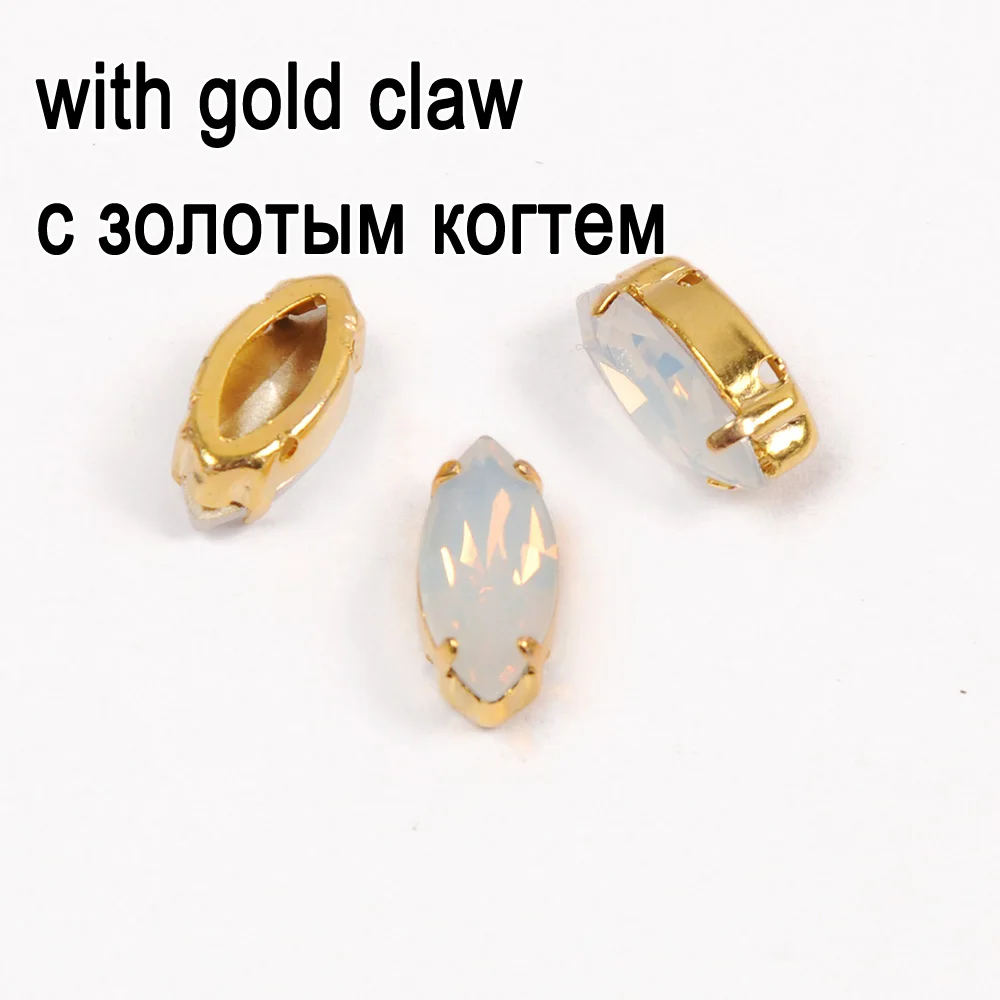 Navette Weißer Opal K9 Glas Aufgenähte Strasssteine mit Silberbasis und Krallenfassung, Pferdeaugensteine für DIY-Kleidung, Sportanzüge und Accessoires – Detail 7