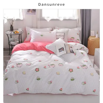 

Dansunreve White Green Plaid Pastoral Style Children's Boy Girl Bedding Sets cotton blend Duvet Cover flat Sheet Pillowcase 2020